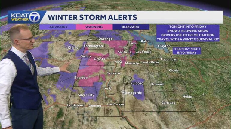 Winter storm warnings issued storm moves through New Mexico