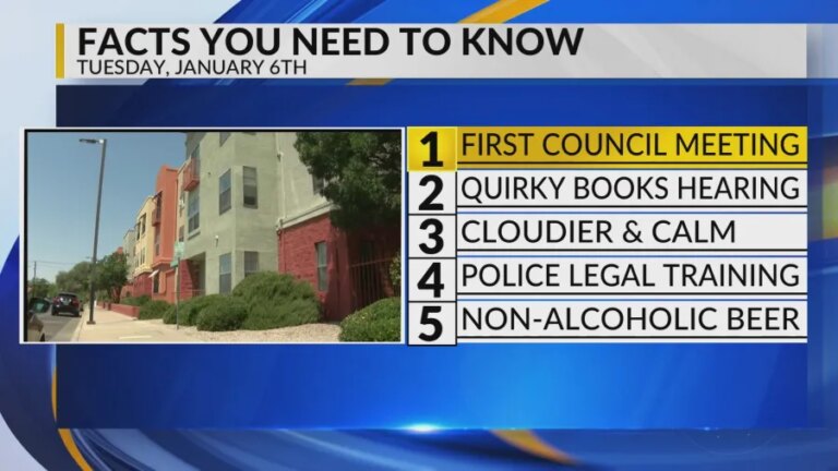Albuquerque city council meeting, Quirky books hearing, Cloudy weather, CNM legal training, Non-alcoholic options
