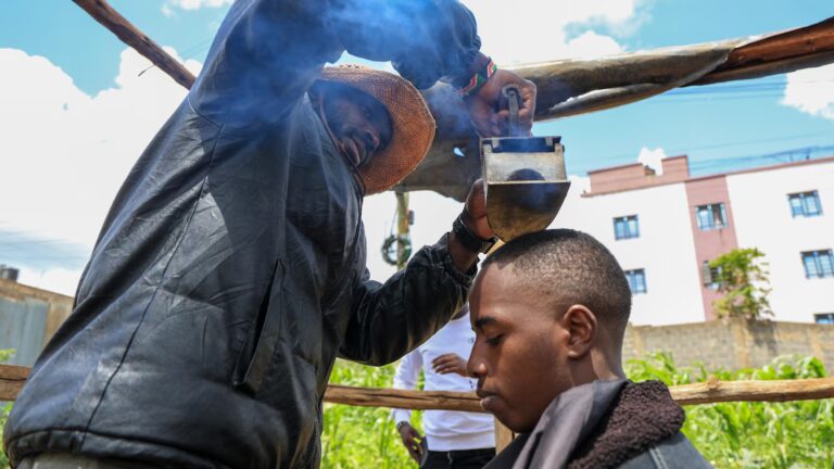 A Kenyan barber who wields a sharpened shovel thrives on Africa’s social media craze