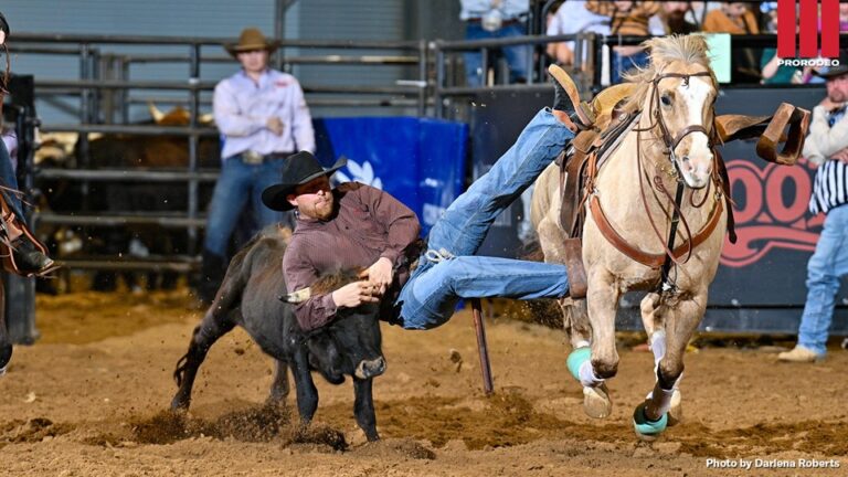 Bulldogger Garrett Oates clinches Dixie National Rodeo average title with identical runs