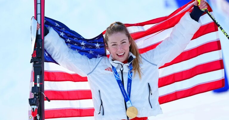 U.S. star Mikaela Shiffrin wins gold in women’s slalom, breaking Olympic medal drought