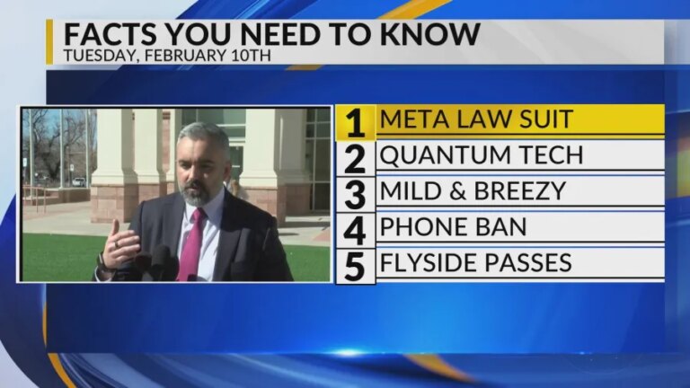 Meta trial, Quantum company chooses Albuquerque, Mild weather, Proposed cell phone ban, Sunport flyside passes