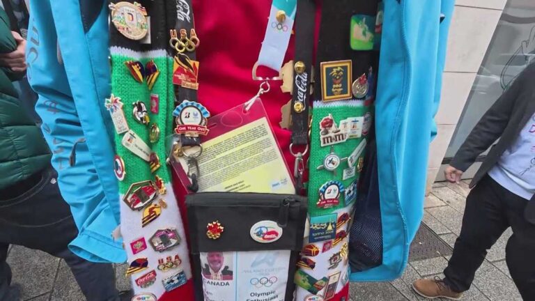 Collectors trade Olympic-themed pins at 2026 Winter Olympics