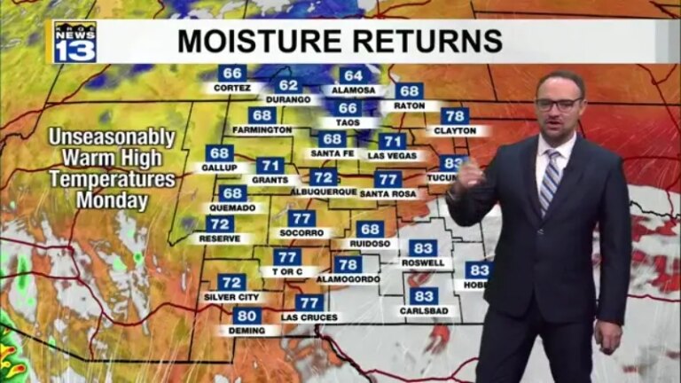 Warmer temperatures continue to move into New Mexico to start the workweek