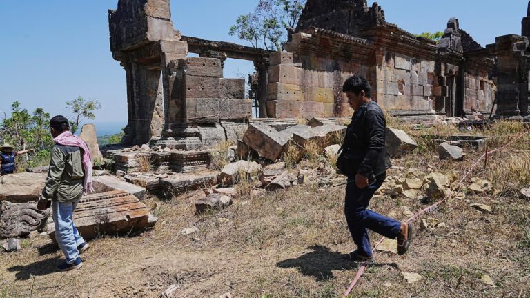 A 1,000-year-old temple lies battered after Cambodia-Thailand border clashes